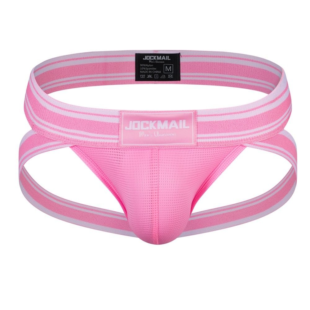 JOCKMAIL Men's Low Rise Athletic Supporter Briefs - Sport Underwear - Pink