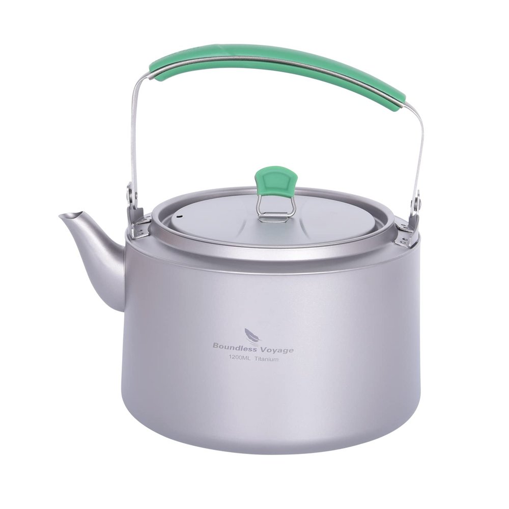 Boundless Voyage Titanium Kettle 800ml/1200ml with Folding Handle Filter Outdoor Camping Big Capacity Teapot (1200ml)
