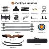 60" Black Hunter Takedown Recurve Bow 20-60 Lbs Wood Riser Right Hand Archery Bow Recurve Practice Bow with Arrows and Extra Bowstring for Adults Target Parctice (25LBS) view 4