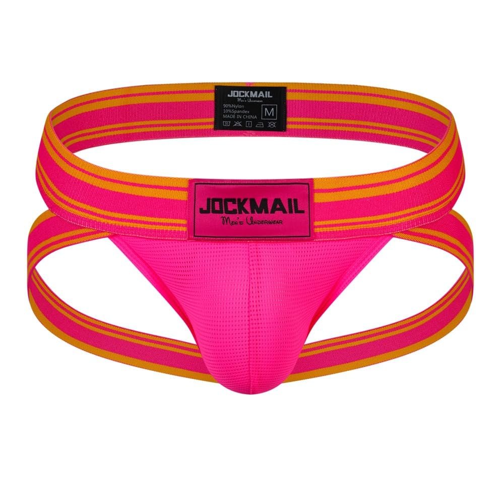 JOCKMAIL Men's Low Rise Athletic Supporter Jockstrap Briefs Sport Underwear Rose