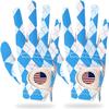 FINGER TEN Golf Gloves Men Right Handed Golfer Left Hand with Ball Marker 2 Pack Leather Breathable Comfortable Weathersof Grip Size Small Medium ML Large XL (Blue&Diamond, Large(Worn on Right Hand)) view 1