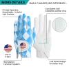 FINGER TEN Golf Gloves Men Right Handed Golfer Left Hand with Ball Marker 2 Pack Leather Breathable Comfortable Weathersof Grip Size Small Medium ML Large XL (Blue&Diamond, Large(Worn on Right Hand)) view 3