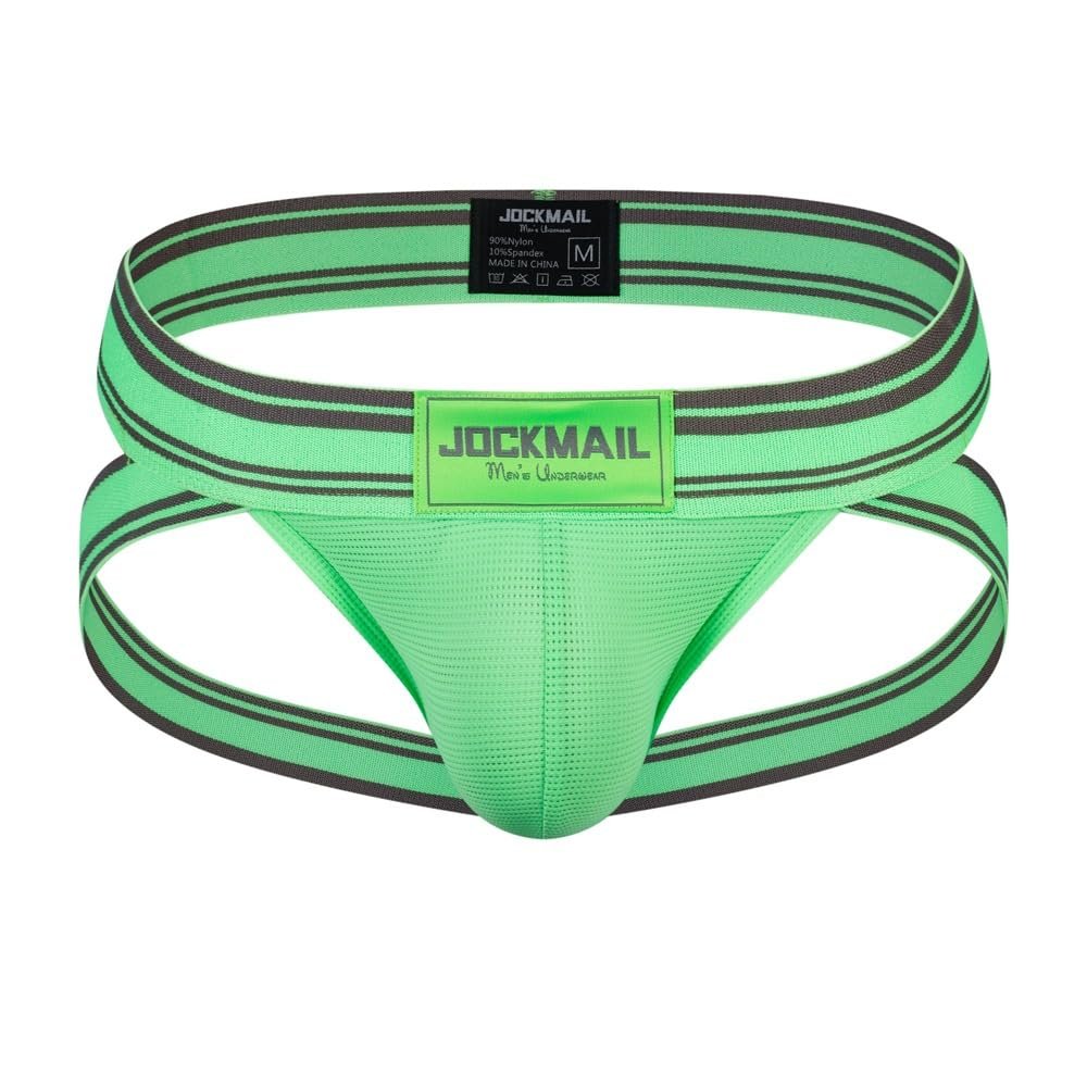 JOCKMAIL Men's Jockstrap Athletic Supporter Low Rise Briefs Sport Underwear Green