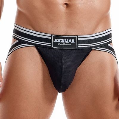 JOCKMAIL Men's Jockstrap Athletic Supporter Low Rise Briefs Sport Underwear Black