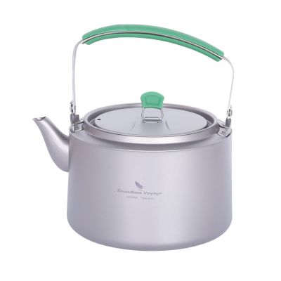 iBasingo 1.2L Camping Titanium Kettle with Filter Folding Handle Lightweight Coffee Tea Pot for Open Fire Big Capacity Drinkware for Outdoor Backapcking Hiking Ti3102D
