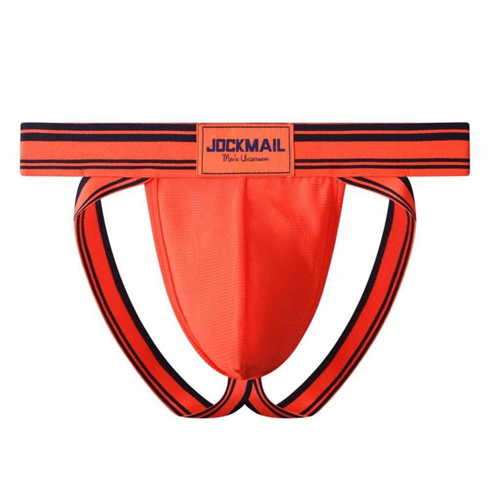 JOCKMAIL Men's Jockstrap Low Rise Athletic Supporter Briefs - Sport Underwear in Orange