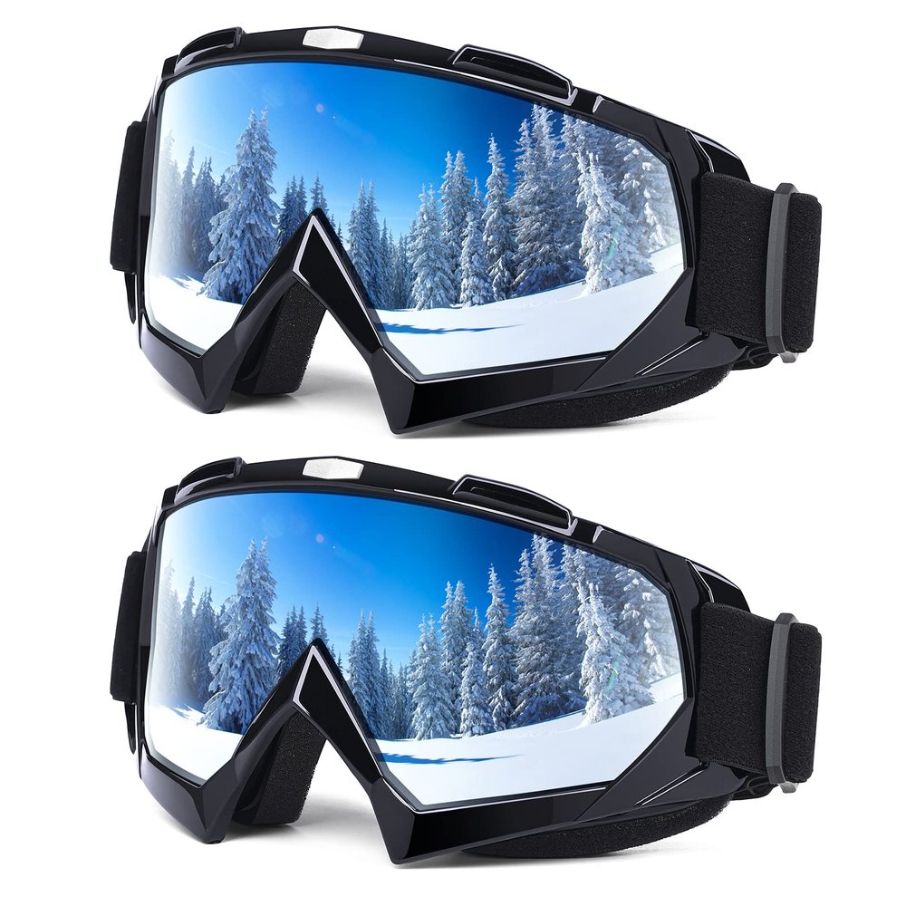 Braylin Adult Ski Goggles, 2-Pack Snowboard Goggles for Youth, Teens, Men & Women, Wide View Snowmobile Goggles