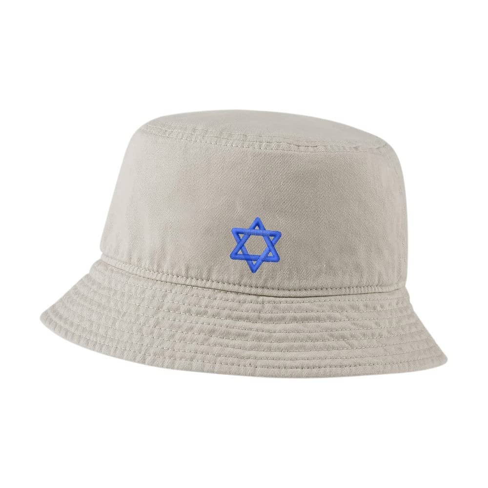 LexiuYibai Bucket Hat for Men Women Jewish Star Embroidered Washed Cotton Unisex Bucket Hats (Beige,7 1/2)