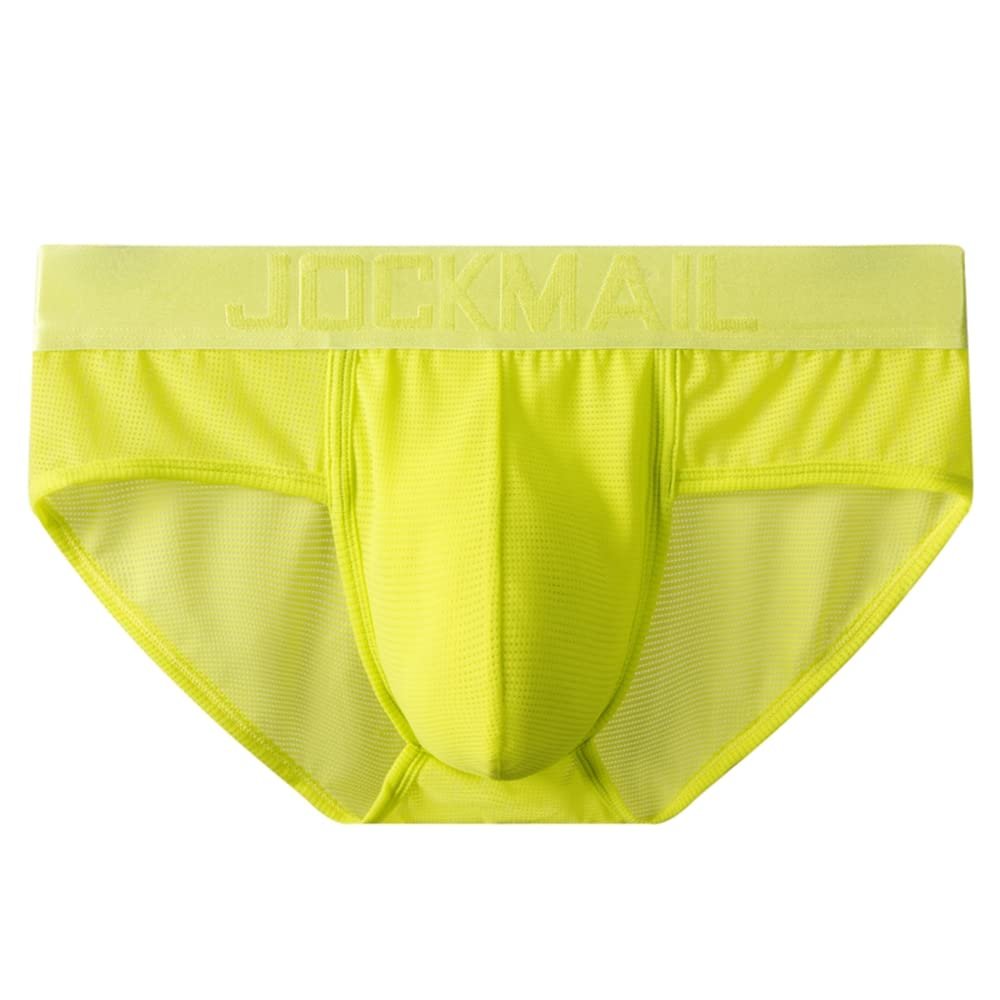 JOCKMAIL Mens Briefs Underwear Breathable Mesh Comfort Underwear Briefs Men Underpants Athletic Supporters for Men Yellow