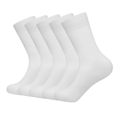 SERISIMPLE Viscose Bamboo Dress Men Sock Thin Soft Crew Anti Odor Lightweight Sock Breathable Comfort Cool soft Sock 5 Pairs (US, Alpha, X-Large, Regular, Regular, White)