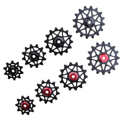 DJC Stone Bearing Bike Pulley Wheel Derailleur Pulley 7 8 9 10 11 12 Speed Narrow Wide Tooth Guide Roller 10t 12t 14t 16t MTB Road Bike Derailleur Over Sized Pulley Wheel(Black 10T)