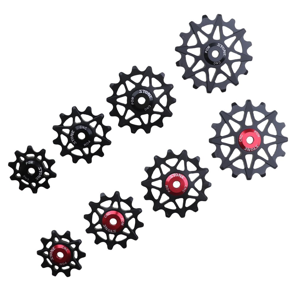 DJC Stone Bearing Bike Pulley Wheel Derailleur Pulley 7 8 9 10 11 12 Speed Narrow Wide Tooth Guide Roller 10t 12t 14t 16t MTB Road Bike Derailleur Over Sized Pulley Wheel(Black 10T)