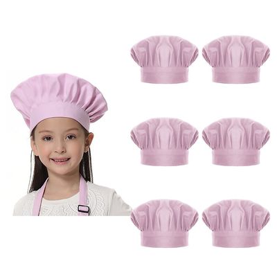 TopTie 6 Pack Chef Hat for Kid & Adult, Cotton Elastic Adjustable Kitchen Cooking Baking Hat-Light Pink-L