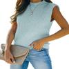 Amarmia Women's Mock Neck Knit Sweater Vest Sleeveless Casual Trendy Summer Ribbed Pullover Tank Tops Mint Green view 1