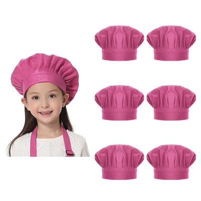 TopTie 6 Pack Chef Hat for Kid & Adult, Cotton Elastic Adjustable Kitchen Cooking Baking Hat-Hot Pink-M