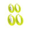 2Pairs Candy Color 4MM and 5MM Women 80s 90s Hoop Earrings Big Chunky Large Retro Neon Earrings for Lady Costume Party Disco Jewelry-yellow view 2