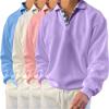 NEOXOL 2022 Gentleman Ocean Casual Tops, Polo Sport Long Sleeve Shirts Sweatshirt for Men (Gray,XL) view 3