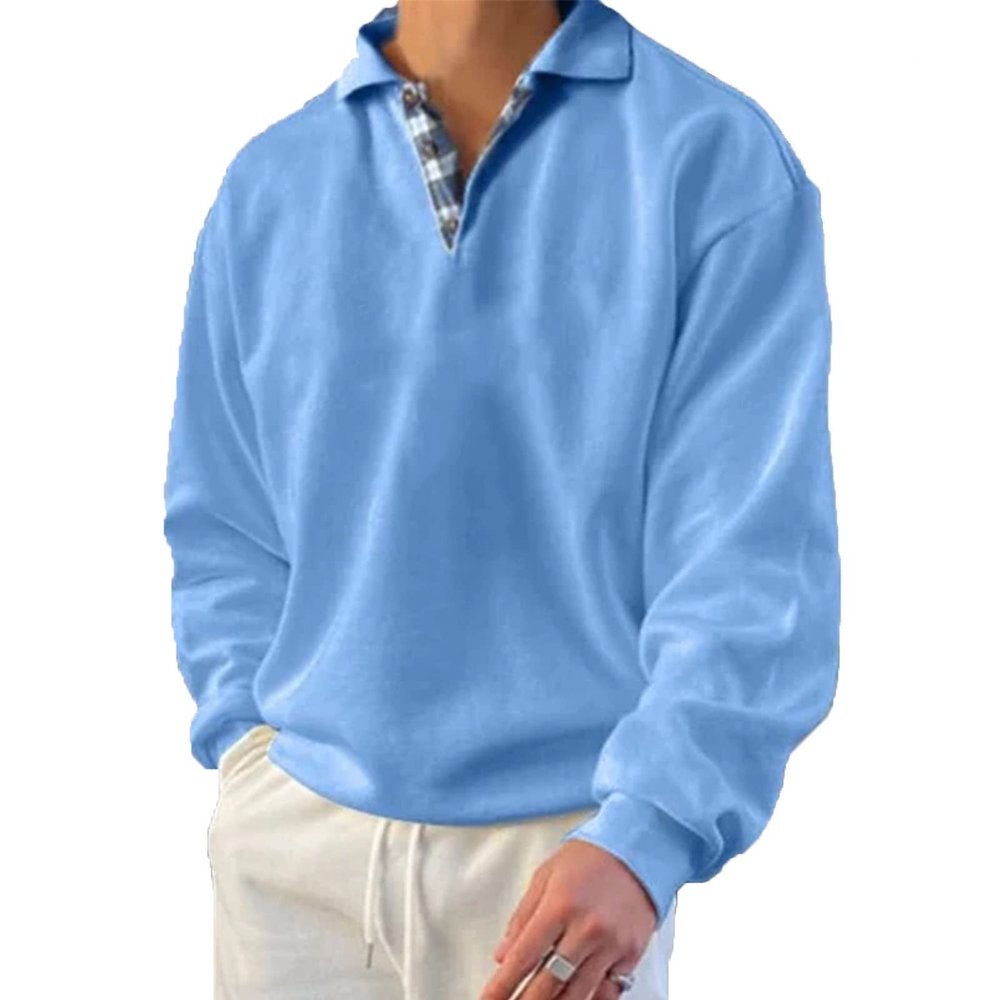 2022 Gentleman Ocean Casual Tops, Polo Sport Long Sleeve Shirts Sweatshirt for Men (Blue,XL)
