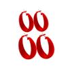 2Pairs Candy Color 4MM and 5MM Women 80s 90s Hoop Earrings Big Chunky Large Retro Neon Earrings for Lady Costume Party Disco Jewelry-red view 1