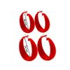 2Pairs Candy Color 4MM and 5MM Women 80s 90s Hoop Earrings Big Chunky Large Retro Neon Earrings for Lady Costume Party Disco Jewelry-red view 2