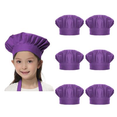 TopTie 6 Pack Chef Hat for Kid & Adult, Cotton Elastic Adjustable Kitchen Cooking Baking Hat-Purple-M