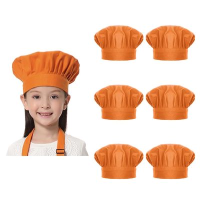 TopTie 6 Pack Chef Hat for Kid & Adult, Cotton Elastic Adjustable Kitchen Cooking Baking Hat-Orange-L