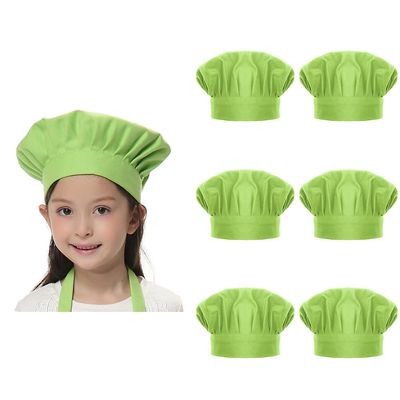TopTie 6 Pack Chef Hat for Kid & Adult, Cotton Elastic Adjustable Kitchen Cooking Baking Hat-Green-L