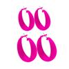 2Pairs Candy Color 4MM and 5MM Women 80s 90s Hoop Earrings Big Chunky Large Retro Neon Earrings for Lady Costume Party Disco Jewelry-rose view 1