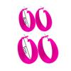 2Pairs Candy Color 4MM and 5MM Women 80s 90s Hoop Earrings Big Chunky Large Retro Neon Earrings for Lady Costume Party Disco Jewelry-rose view 2