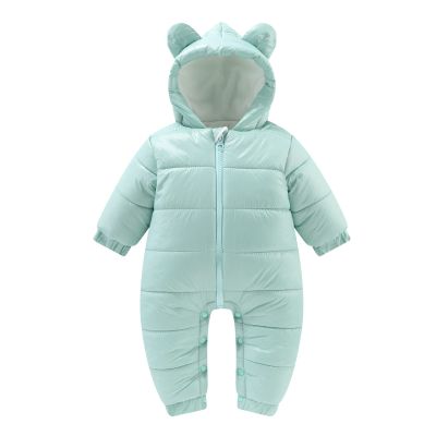 Max Co Coat Newborn Infant Baby Girls Boys Winter Warm Snowsuit Bear Ears Hooded Jumpsuit Down (Mint Green, 0-3 Months)