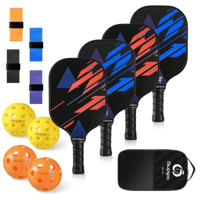 niupipo Pickleball Paddles, Lightweight Pickleball Rackets w/Fiberglass Surface, Honeycomb Core, USAPA Approved Pickleball Paddle Set of 4 Racquets, 1 Bag, 4 Grip Tapes, 4 Balls for Indoor & Outdoor