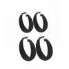 2Pairs Candy Color 4MM and 5MM Women 80s 90s Hoop Earrings Big Chunky Large Retro Neon Earrings for Lady Costume Party Disco Jewelry-black view 1