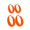 2Pairs Candy Color 4MM and 5MM Women 80s 90s Hoop Earrings Big Chunky Large Retro Neon Earrings for Lady Costume Party Disco Jewelry-orange view 1