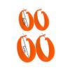 2Pairs Candy Color 4MM and 5MM Women 80s 90s Hoop Earrings Big Chunky Large Retro Neon Earrings for Lady Costume Party Disco Jewelry-orange view 2