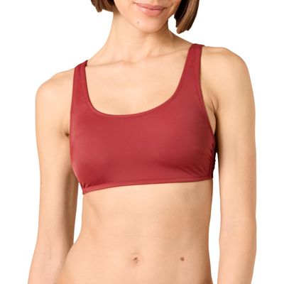 Amazon Essentials Women's Scoop Neck Swim Crop Top, Brick Red, X-Large
