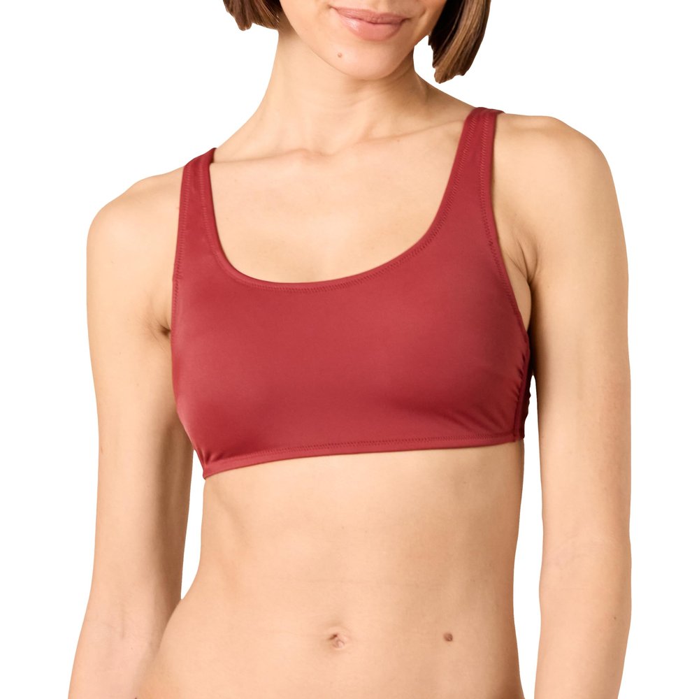 Amazon Essentials Women's Scoop Neck Swim Crop Top, Brick Red, X-Large