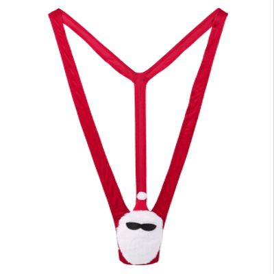 Moggemol Mens Christmas Santa Claus Costume Suspender Jockstrap Boxer Shorts Briefs Bodysuit Leotard Underwear Santa Large