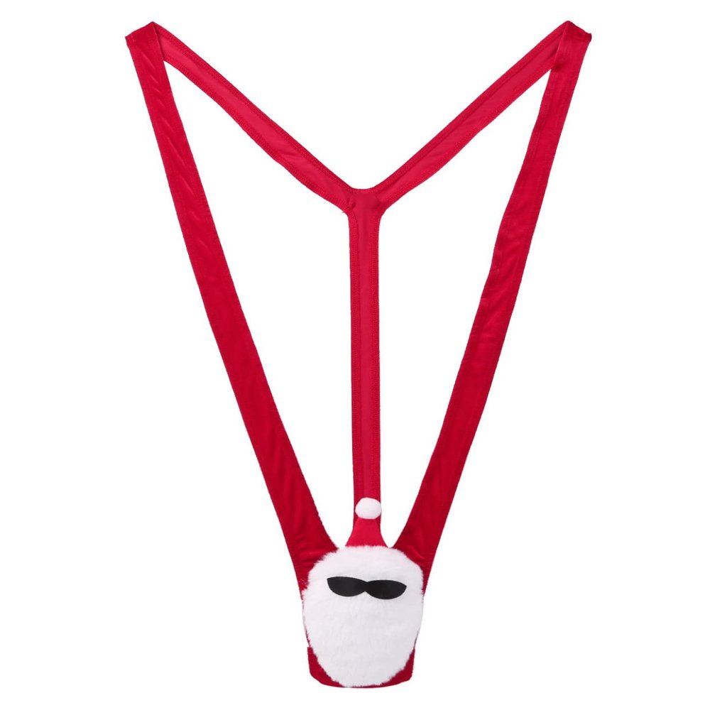 Moggemol Mens Christmas Santa Claus Costume Suspender Jockstrap Boxer Shorts Briefs Bodysuit Leotard Underwear Santa Large