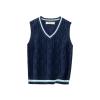 Aislor Boys Girls Sleeveless Knit Sweater V Neck Waistcoat School Uniform Knitted Vest Knitwear Jumpers Top for Kids Dark Navy 3-4 Years view 2