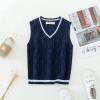 Aislor Boys Girls Sleeveless Knit Sweater V Neck Waistcoat School Uniform Knitted Vest Knitwear Jumpers Top for Kids Dark Navy 3-4 Years view 3