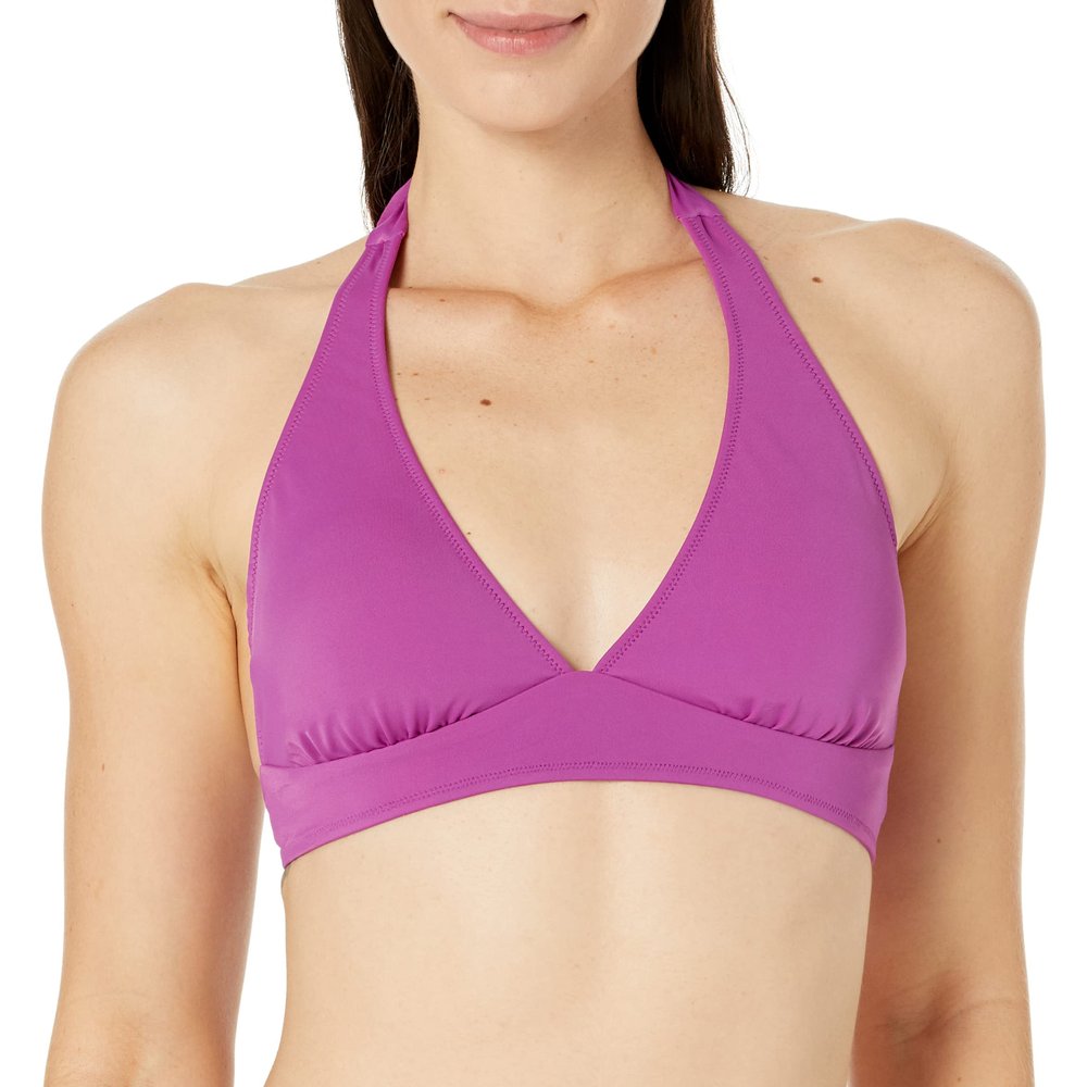 Amazon Essentials Women's Light-Support Padded Tie Halter Bikini Swimsuit Top (Available in Plus Size), Violet, X-Small