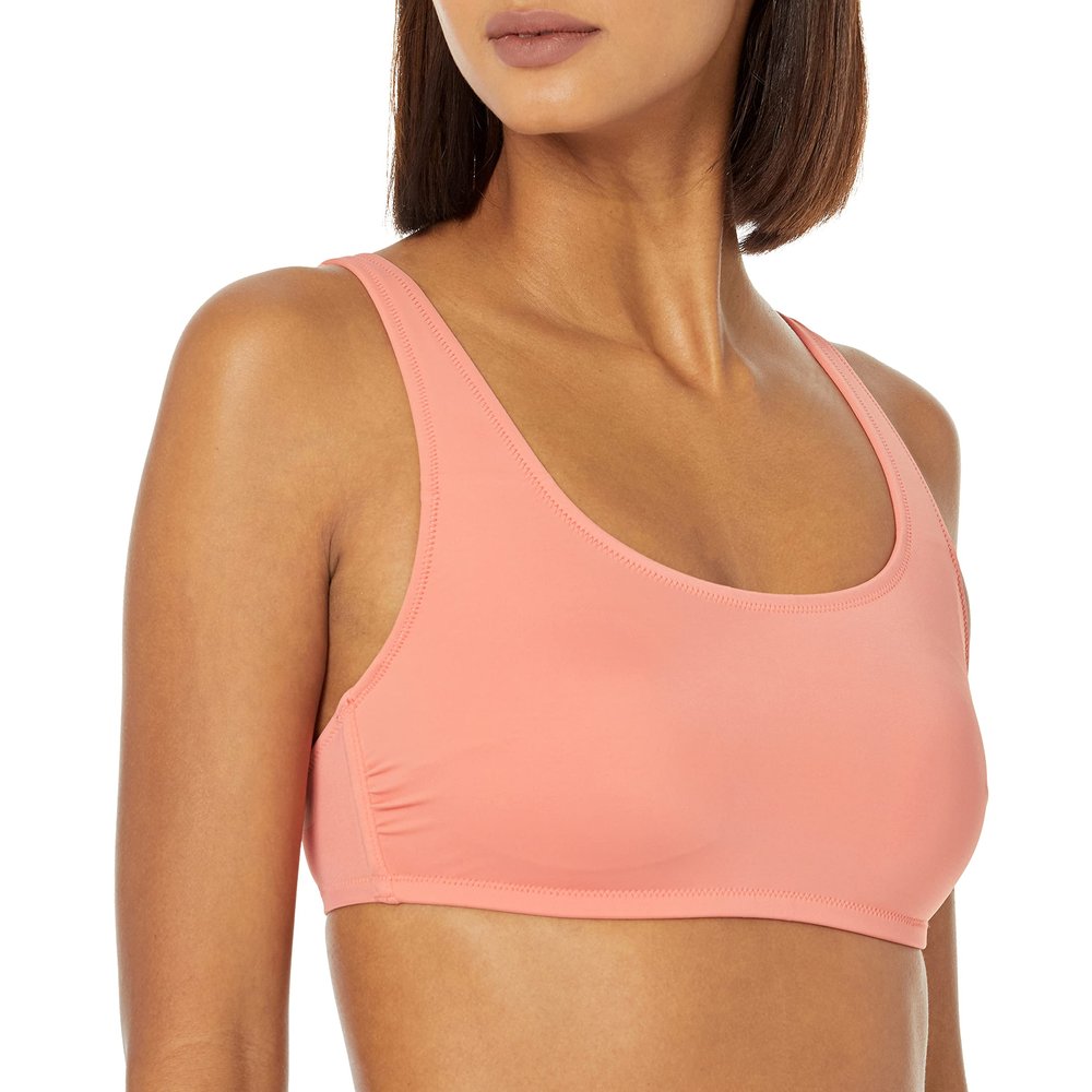 Amazon Essentials Women's Scoop Neck Swim Crop Top, Coral Pink, XX-Large