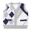 Freebily Kids Boys V Neck Plaid Knitted Cardigan Vest Sleeveless Uniform Button Down Waistcoat Casual Tops Grey 5-6 Years view 1