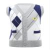 Freebily Kids Boys V Neck Plaid Knitted Cardigan Vest Sleeveless Uniform Button Down Waistcoat Casual Tops Grey 5-6 Years view 3