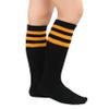 Durio Toddler Knee High Socks for Girls Boys Cotton Kids Halloween Socks Sports Kids Soccer Socks Striped Youth Football Socks Black with Orange Stripes One Size view 2