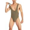 ABAFIP Men's Sleeveless High Cut Thong Leotard Bodysuit One Piece Backless Deep U Neck Solid Color Singlet Undershirt Activewear Tanks Army Green Large view 1