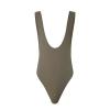 ABAFIP Men's Sleeveless High Cut Thong Leotard Bodysuit One Piece Backless Deep U Neck Solid Color Singlet Undershirt Activewear Tanks Army Green Large view 2