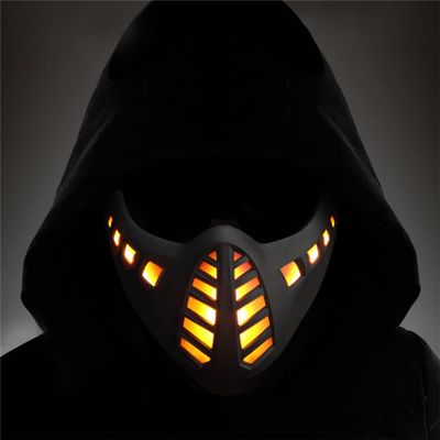 BIEKTEK Cyberpunk LED Lighted Half Face Tactical Mask for Festive Cosplay, Halloween Costume, Makeup Party, Carnival