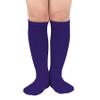 Durio Toddler Purple Knee High Socks for Girls Boys Cotton Kids Halloween Socks Sports Kids Soccer Socks Striped Youth Baseball Socks Pure Purple One Size view 1