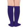 Durio Toddler Purple Knee High Socks for Girls Boys Cotton Kids Halloween Socks Sports Kids Soccer Socks Striped Youth Baseball Socks Pure Purple One Size view 3